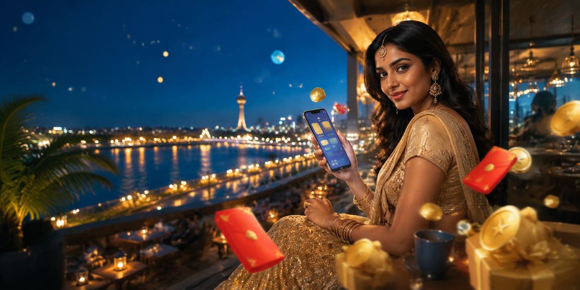 Player enjoying Rummy game with mobile payment near Ahmedabad riverfront